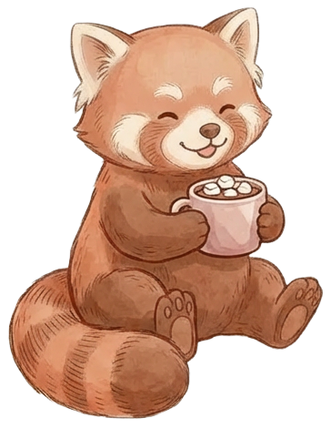 Red panda enjoying a coffee break