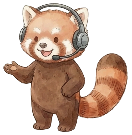 Red panda with a headset helping a customer