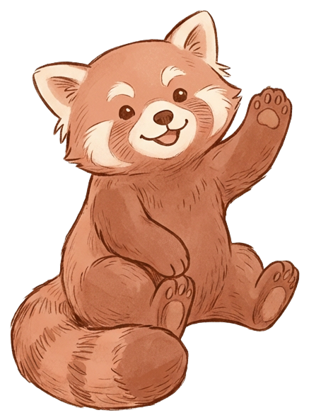 Red panda waving hello