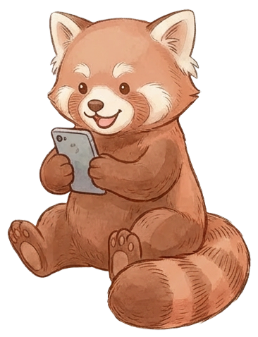 Red panda busy on the phone