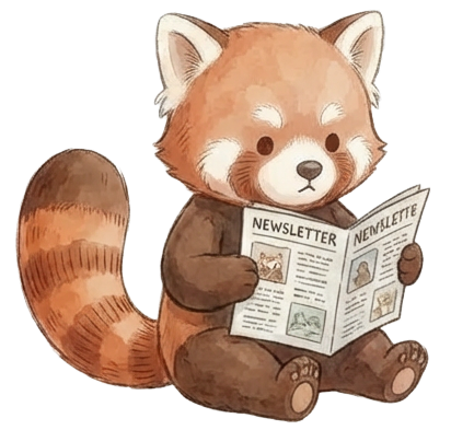 Red panda reading a book